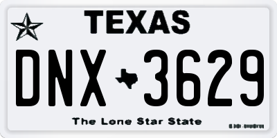 TX license plate DNX3629