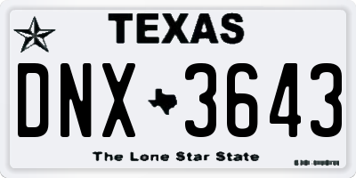 TX license plate DNX3643