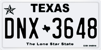 TX license plate DNX3648