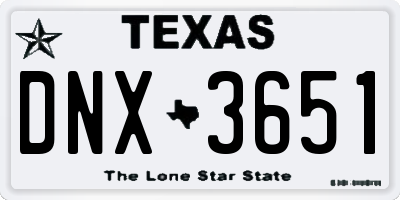 TX license plate DNX3651