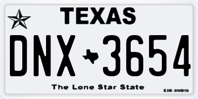 TX license plate DNX3654