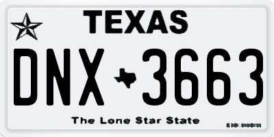 TX license plate DNX3663