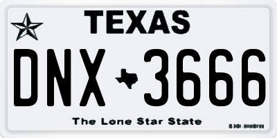 TX license plate DNX3666