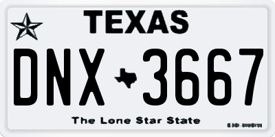 TX license plate DNX3667