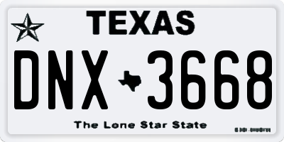TX license plate DNX3668