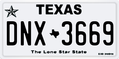 TX license plate DNX3669