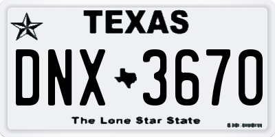TX license plate DNX3670