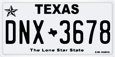 TX license plate DNX3678