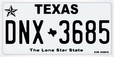 TX license plate DNX3685