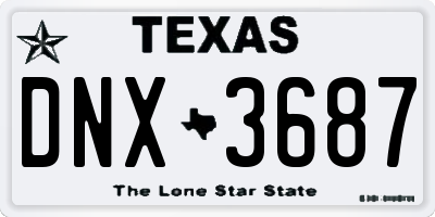TX license plate DNX3687