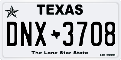 TX license plate DNX3708