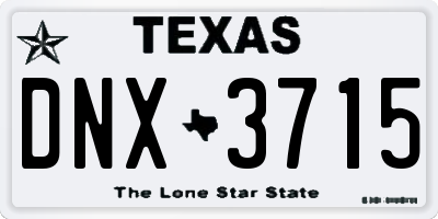 TX license plate DNX3715