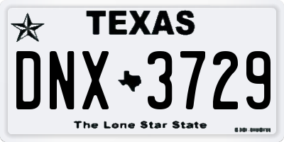 TX license plate DNX3729