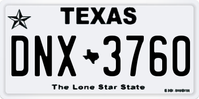 TX license plate DNX3760