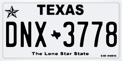 TX license plate DNX3778