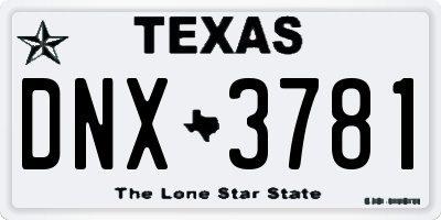 TX license plate DNX3781