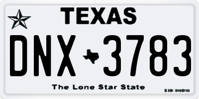 TX license plate DNX3783