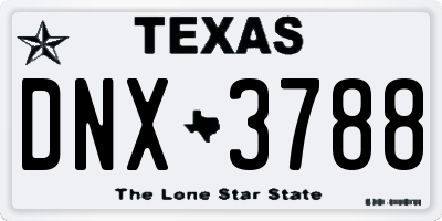 TX license plate DNX3788