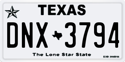 TX license plate DNX3794