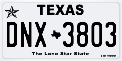 TX license plate DNX3803