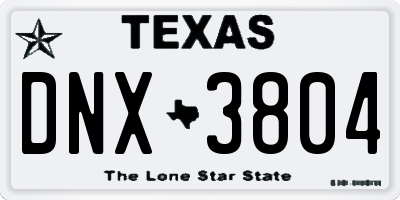 TX license plate DNX3804