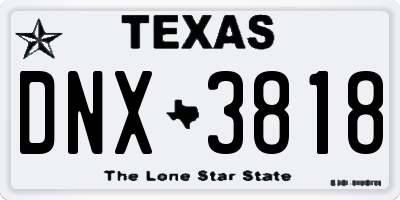 TX license plate DNX3818