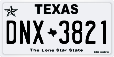 TX license plate DNX3821