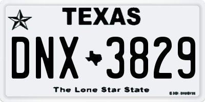 TX license plate DNX3829