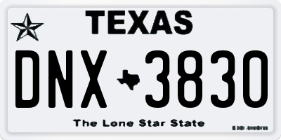 TX license plate DNX3830