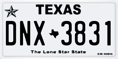 TX license plate DNX3831