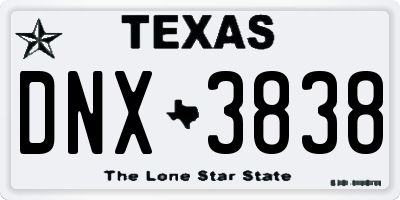 TX license plate DNX3838