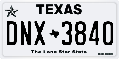TX license plate DNX3840