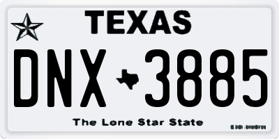 TX license plate DNX3885