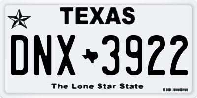 TX license plate DNX3922