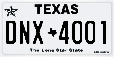 TX license plate DNX4001