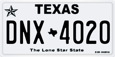 TX license plate DNX4020