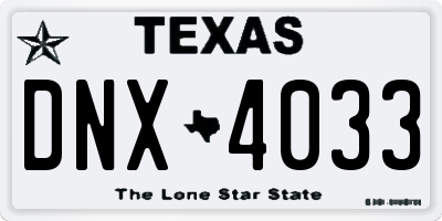 TX license plate DNX4033