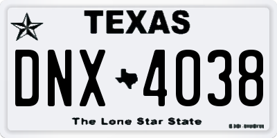 TX license plate DNX4038