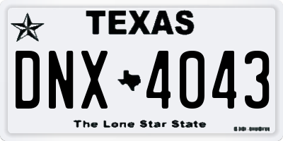 TX license plate DNX4043
