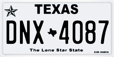 TX license plate DNX4087