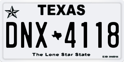 TX license plate DNX4118