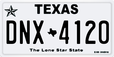 TX license plate DNX4120