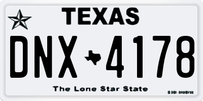 TX license plate DNX4178