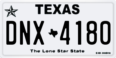 TX license plate DNX4180