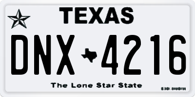 TX license plate DNX4216