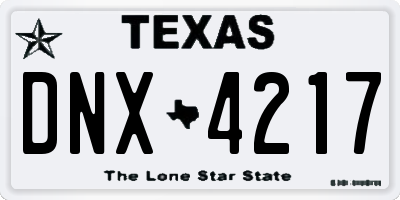 TX license plate DNX4217