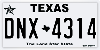 TX license plate DNX4314