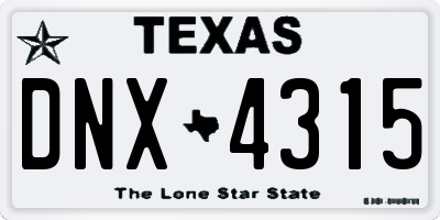 TX license plate DNX4315