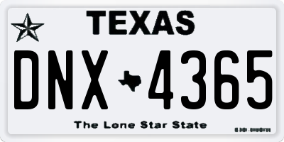 TX license plate DNX4365