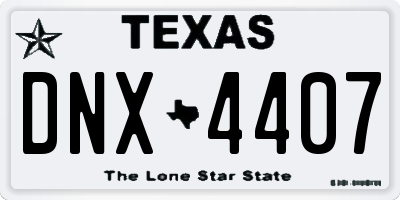 TX license plate DNX4407